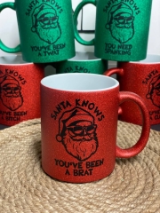 Santa knows youve been a Brat Glitzer Kaffeetasse